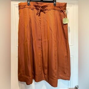Rust Orange Pleated Skirt